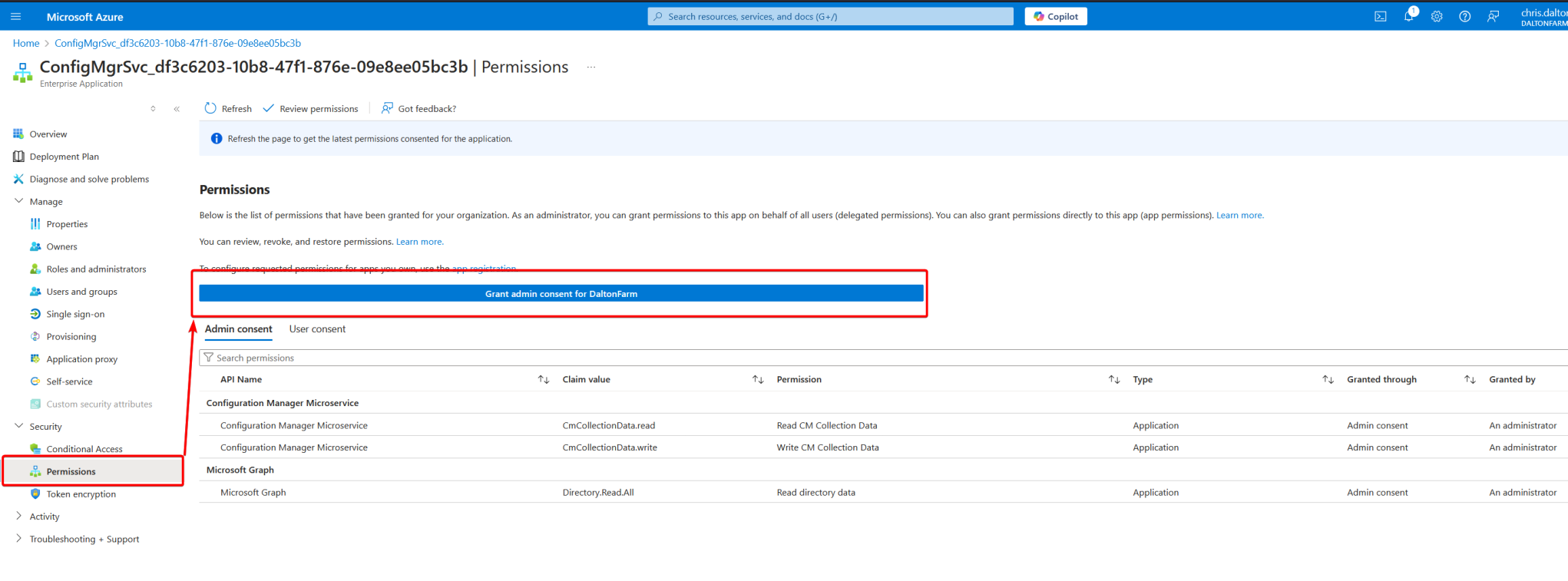 Grant admin consent